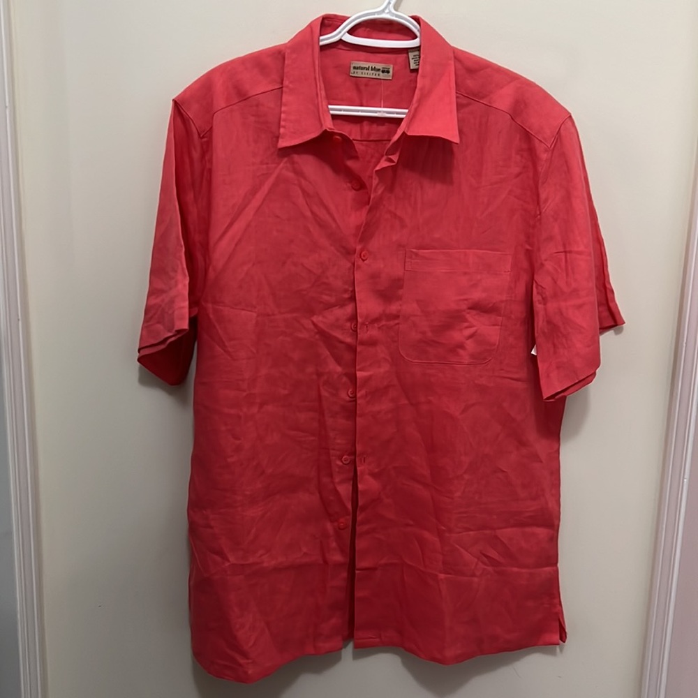 Natural Blue By Visitors Linen Shirt Size Large